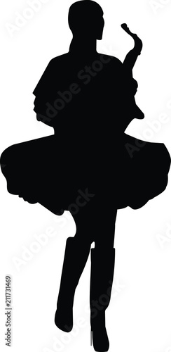 vector of silhouette of a woman saxophonist in a dress in black