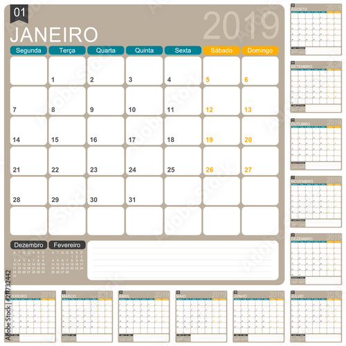 Portuguese calendar 2019