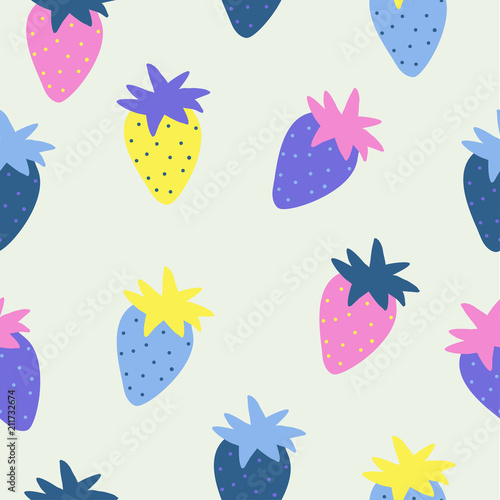 Seamless pattern with strawberry in sketch style.