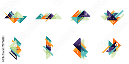 Set of triangle options infographics, data visualization layouts