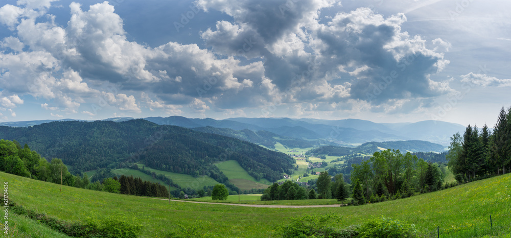 Germany, XXL Black Forest nature landscape panorama from Lindenberg mountain