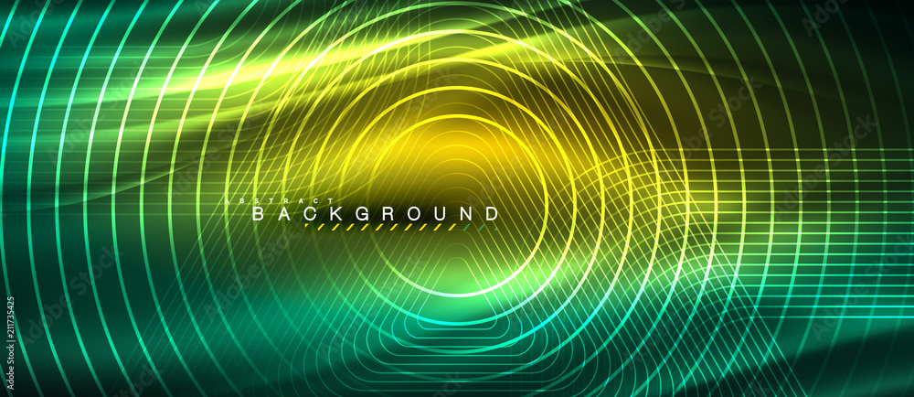 Neon glowing lines, magic energy space light concept, abstract background wallpaper design Neon glowing lines, magic energy space light concept, abstract background wallpaper design