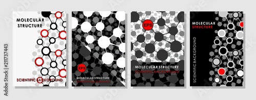 Modern vector template for brochure, leaflet, flyer, cover, magazine or annual report. Molecular layout A4 size. Business, science, technology design book layout. Scientific background presentation