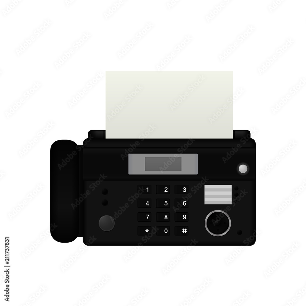 Fax device. Vector illustration isolated on white background. Fax device. Vector illustration isolated on white background.