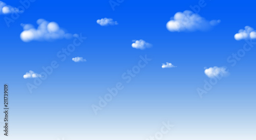 blue sky and cloud vector draw, fresh day illustration background concept