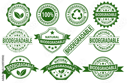 Biodegradable rubber stamp label sign symbol photo