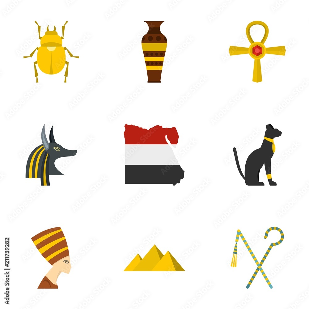 Egyptian pyramids icons set. Cartoon set of 9 egyptian pyramids vector icons for web isolated on white background Egyptian pyramids icons set. Cartoon set of 9 egyptian pyramids vector icons for web isolated on white background