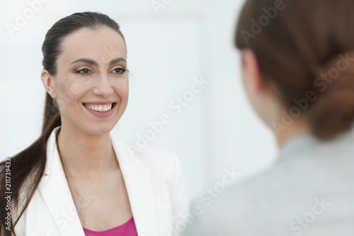 practicing woman lawyer listens to the client