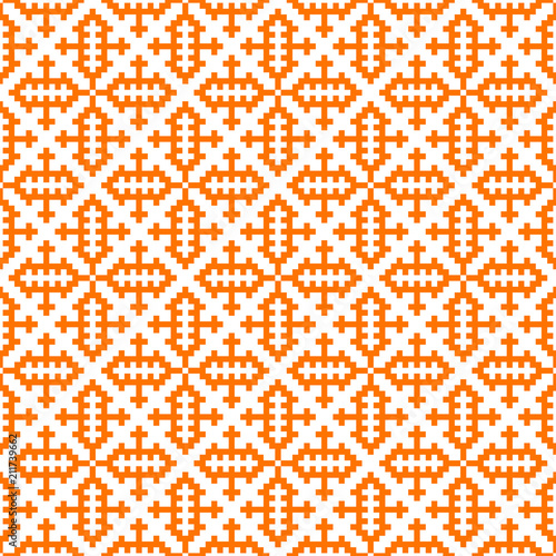 Hmong pattern seamless texture background, vector orange draw