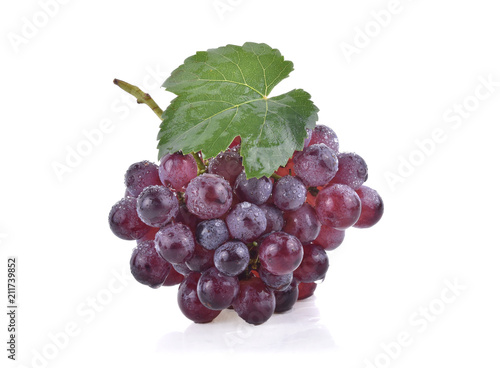 Grapes with drop of water isolated on white background.