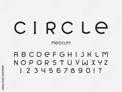 Circle medium font. Vector alphabet