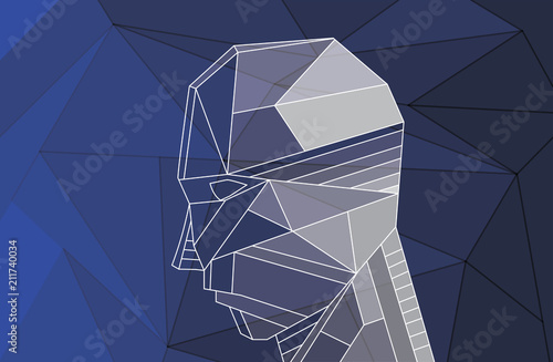 Technology Polygonal Human Head Fade to Light