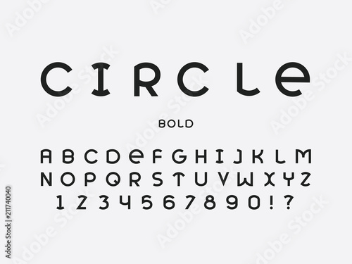 Circle bold font. Vector alphabet 