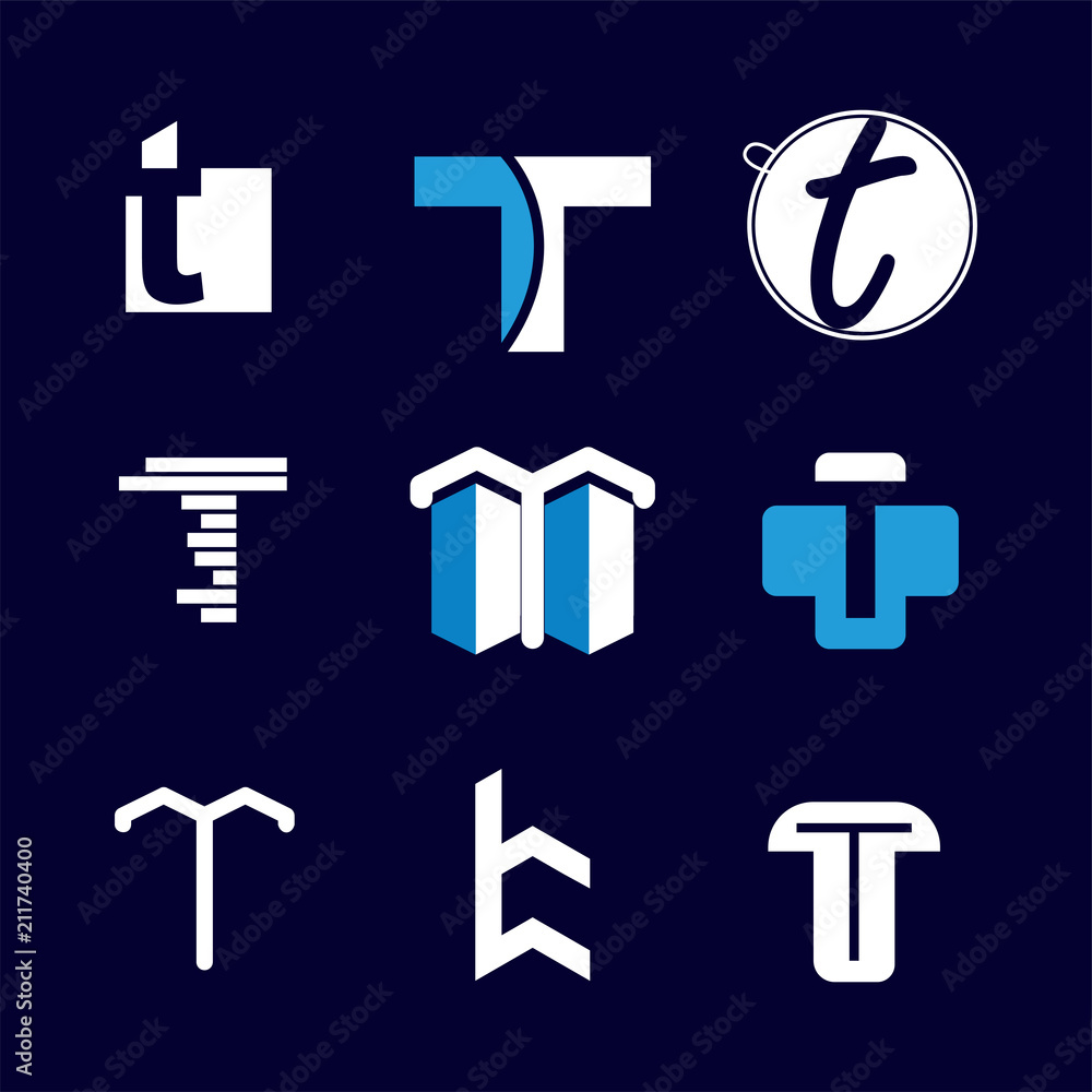Fototapeta premium Alphabet letters set T Logo element. T letter collection.
