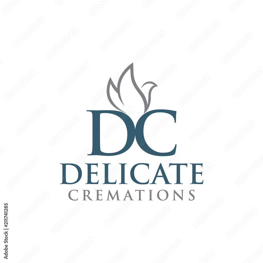 Obraz premium DC Letter with dove vector Logo element. Cremations design collection. Vector illustration