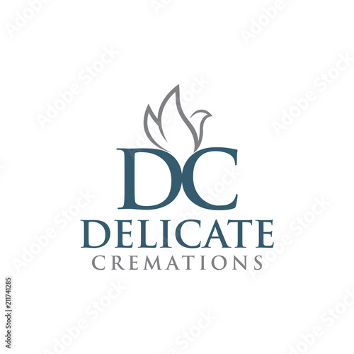 DC Letter with dove vector Logo element. Cremations design collection. Vector illustration