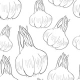 seamless pattern  is a garlic vegetable. illustration