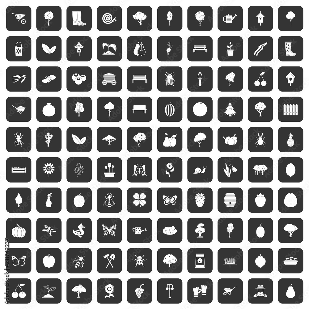 100 gardening icons set in black color isolated vector illustration 100 gardening icons set in black color isolated vector illustration