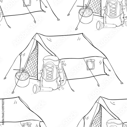 tent  tourist  illustration.