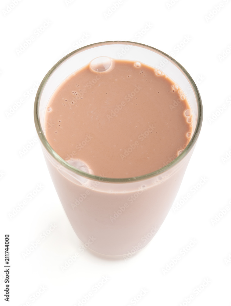chocolate milk in a glass isolated on white background, clipping path. chocolate milk in a glass isolated on white background, clipping path.