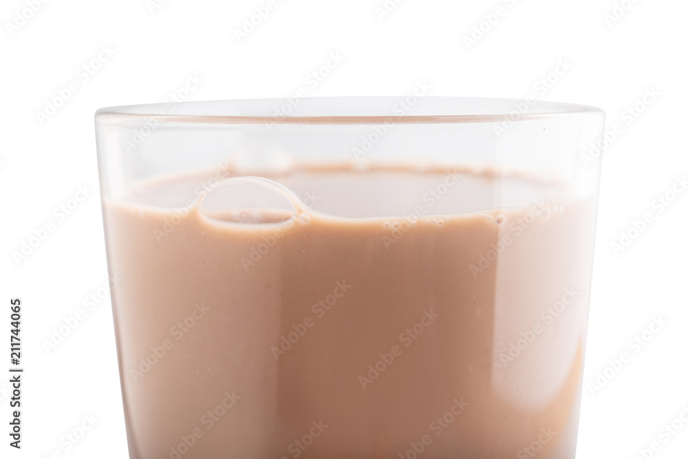 chocolate milk in a glass isolated on white background, clipping path. chocolate milk in a glass isolated on white background, clipping path.