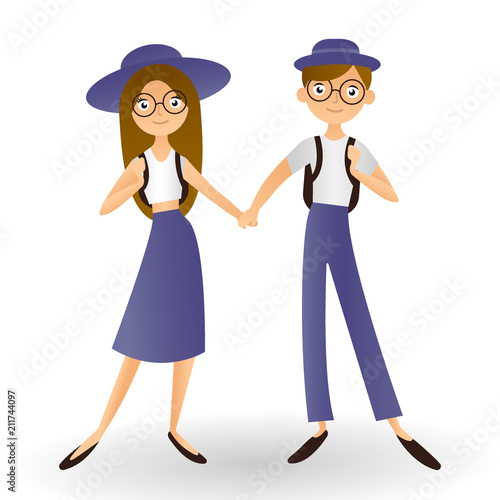 Couple holding hands vector photo