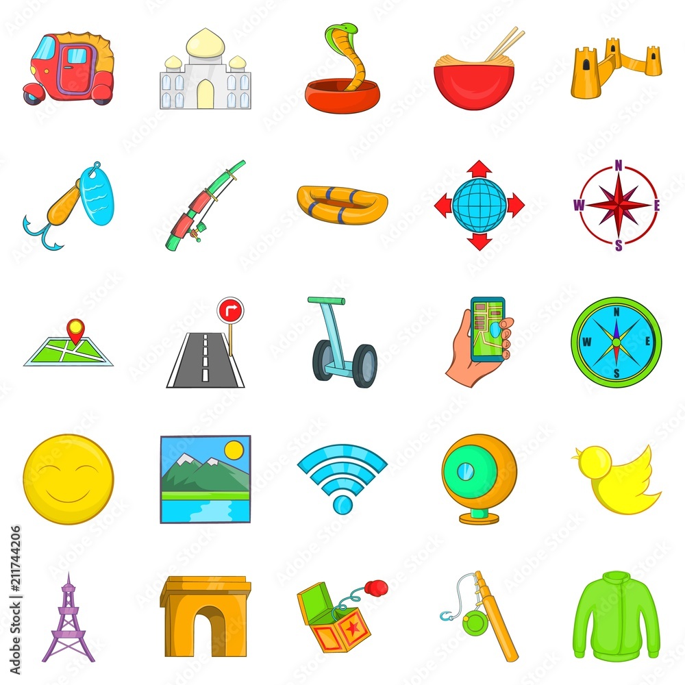 Paris icons set. Cartoon set of 25 paris icons for web isolated on white background Paris icons set. Cartoon set of 25 paris icons for web isolated on white background