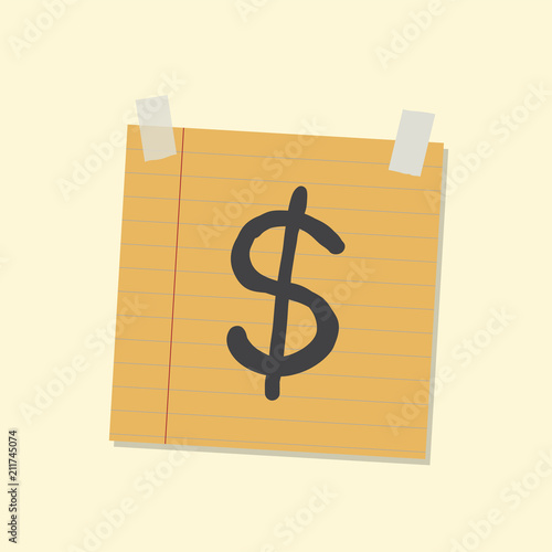 American dollars sticky note illustration
