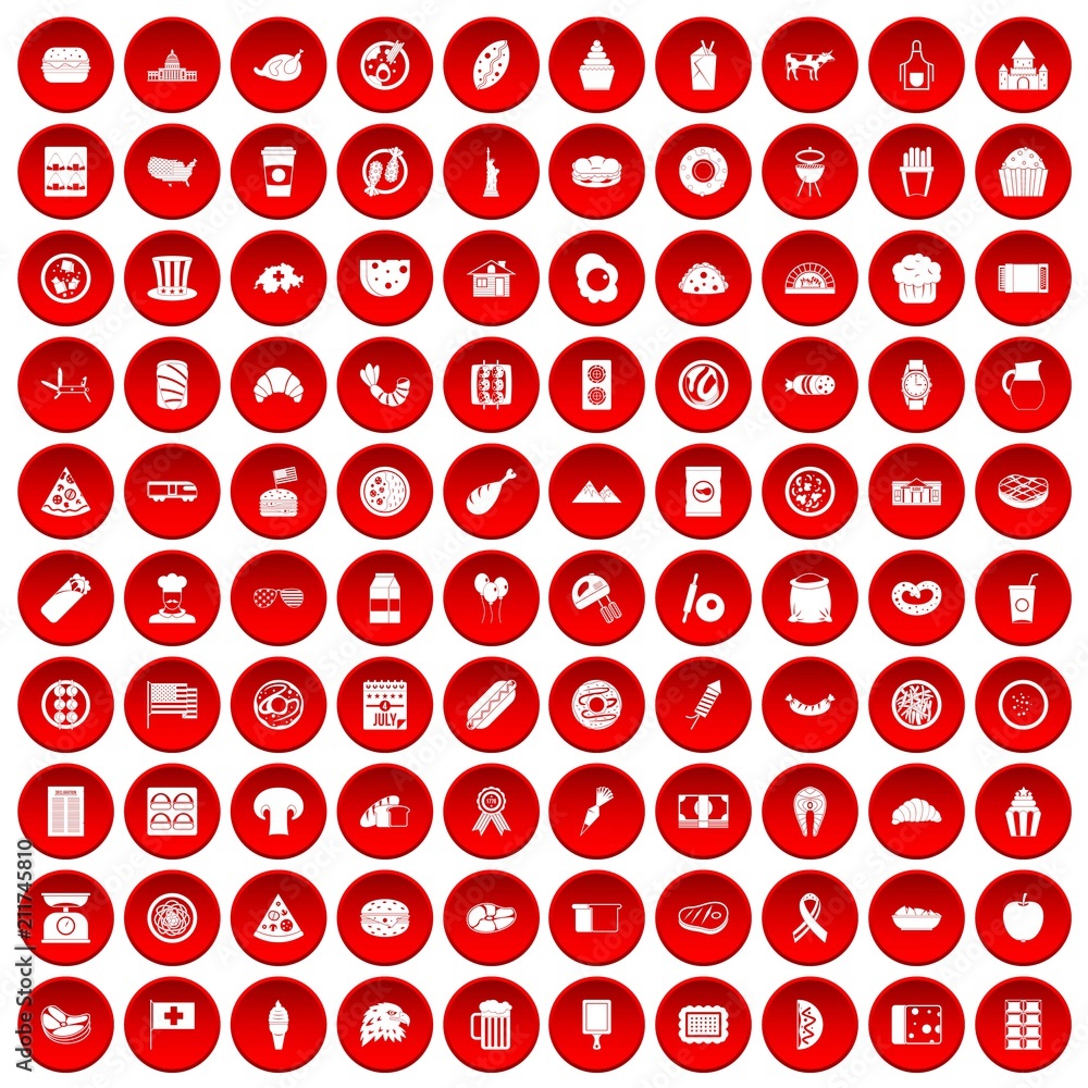 100 sandwich icons set in red circle isolated on white vectr illustration 100 sandwich icons set in red circle isolated on white vectr illustration