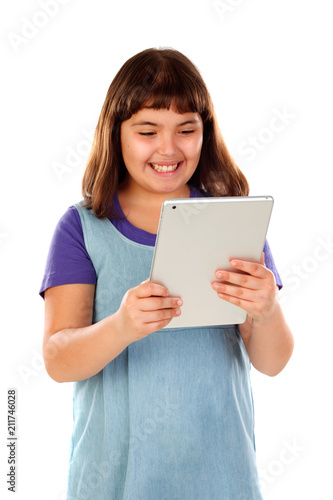 Beautiful child with a tablet