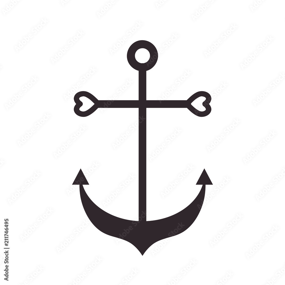 Anchor icon in shapes of heart. Nautical sign symbol. Ship anchor. Love greeteng card. Isolated White background. Flat design Anchor icon in shapes of heart. Nautical sign symbol. Ship anchor. Love greeteng card. Isolated White background. Flat design