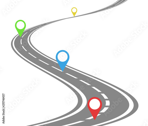 Winding road timeline concept