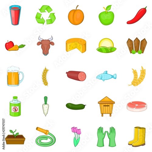 Slaughterhouse icons set. Cartoon set of 25 slaughterhouse icons for web isolated on white background