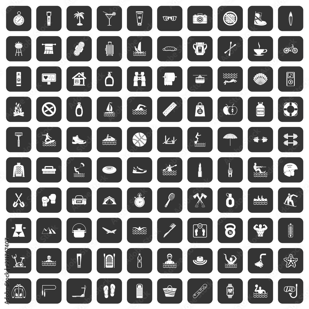 100 human health icons set in black color isolated vector illustration 100 human health icons set in black color isolated vector illustration