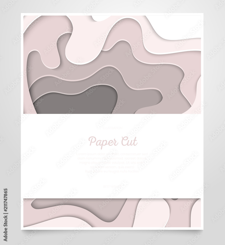 Abstract grey layout - vector paper cut banner