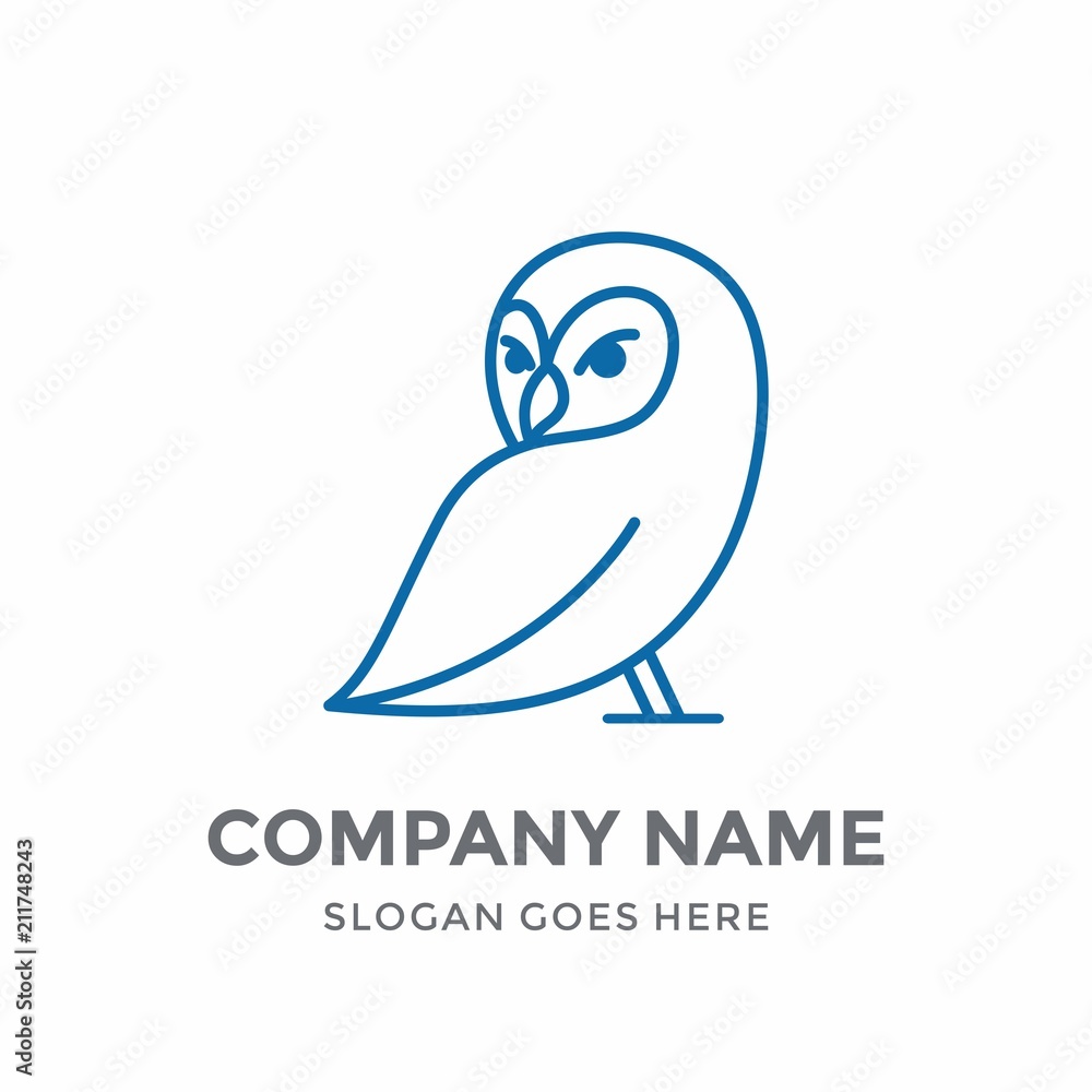Fototapeta premium Owl Education Vision Succes Elegance Luxury Children Line Bird Cute Animal School Nature Logo Design Vector Icon Template