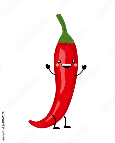 Red chili pepper  vector illustration in flat style  isolated on