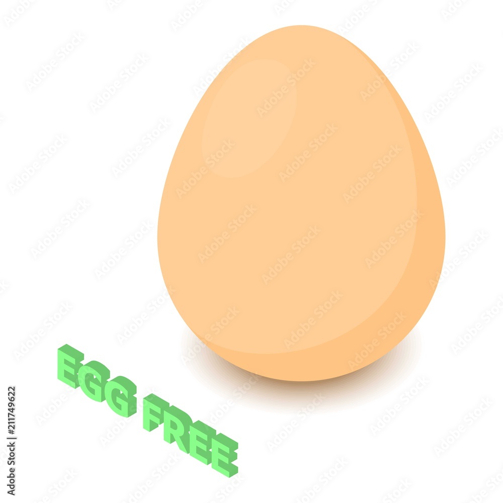 Egg allergen free icon. Isometric illustration of egg vector icon for web design Egg allergen free icon. Isometric illustration of egg vector icon for web design