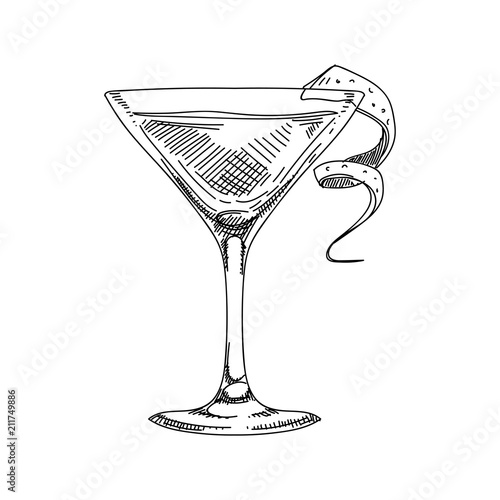 vector hand drawn coctail Illustration