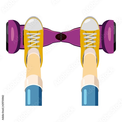 Person over a self balancing board icon. Cartoon illustration of self balancing board vector icon for web design