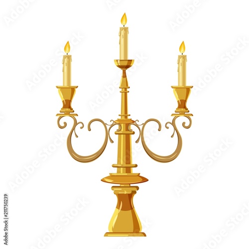 Candelabrum with three candles icon. Cartoon illustration of candle vector icon for web design