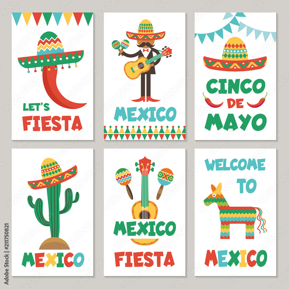Cards with mexican symbols