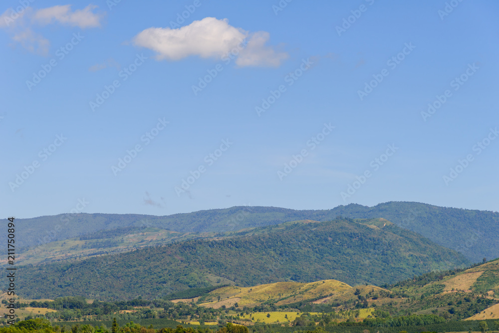 Beautiful mountain landscape and meadows with nice blue sky and cloud on summer sunny day Beautiful mountain landscape and meadows with nice blue sky and cloud on summer sunny day