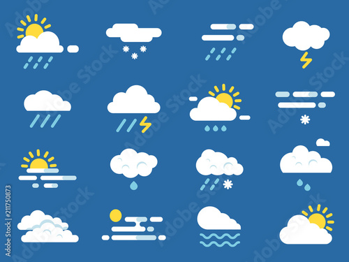 Weather icon set. Meteo symbols. Vector pictures in flat style