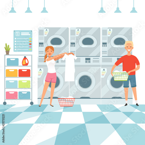 Laundry background. Woman washing clothes in the Laundry