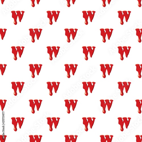 W letter isolated on white background. Red bloody W letter vector illustration