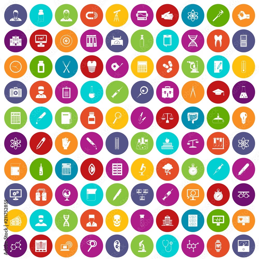 100 lab icons set in different colors circle isolated vector illustration 100 lab icons set in different colors circle isolated vector illustration