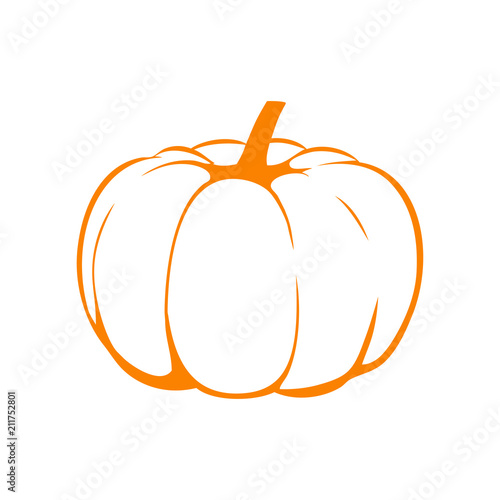 Icono plano dibujo calabaza en color naranja