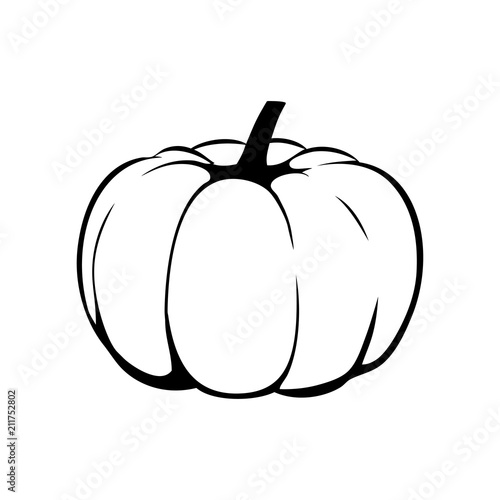 Icono plano dibujo calabaza en color negro