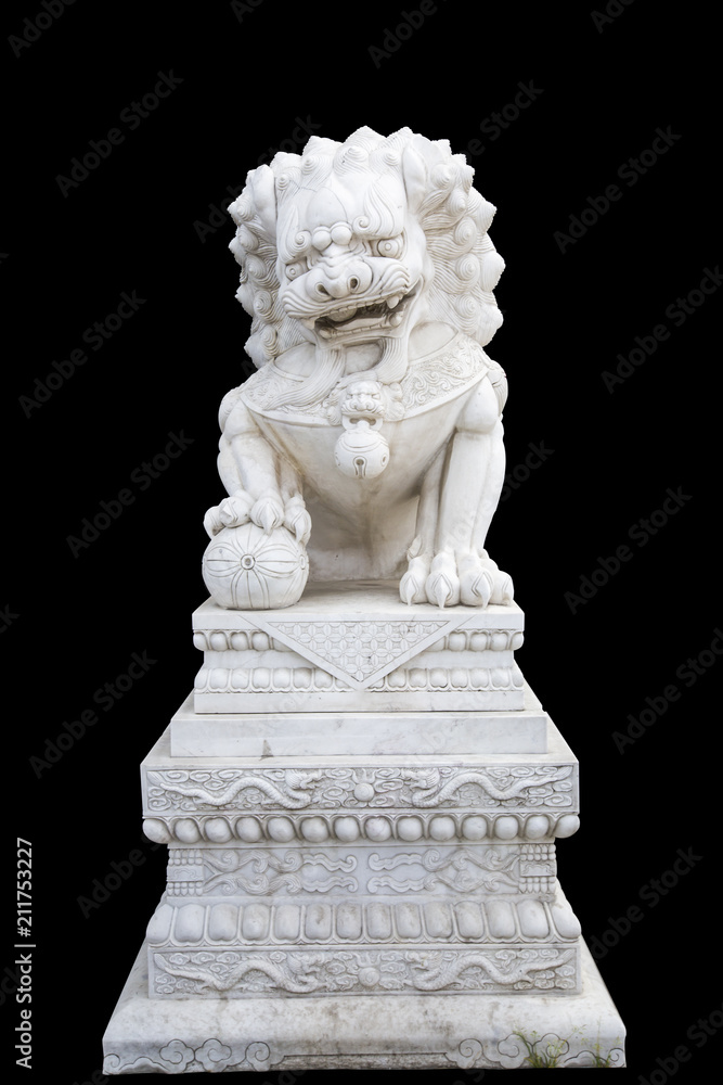 Chinese lion metal statue